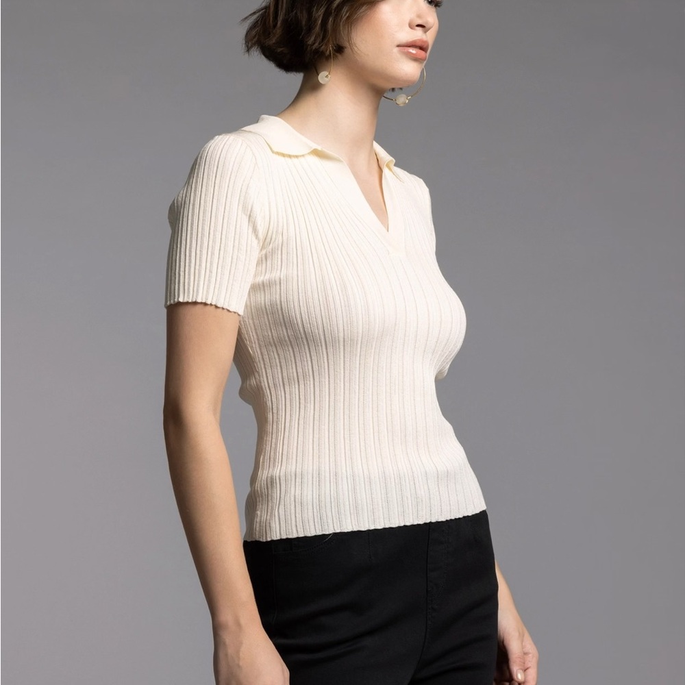 Weekend Ribbed Knit Collared Top, Sizes M + L, NWT - Picture 9 of 9